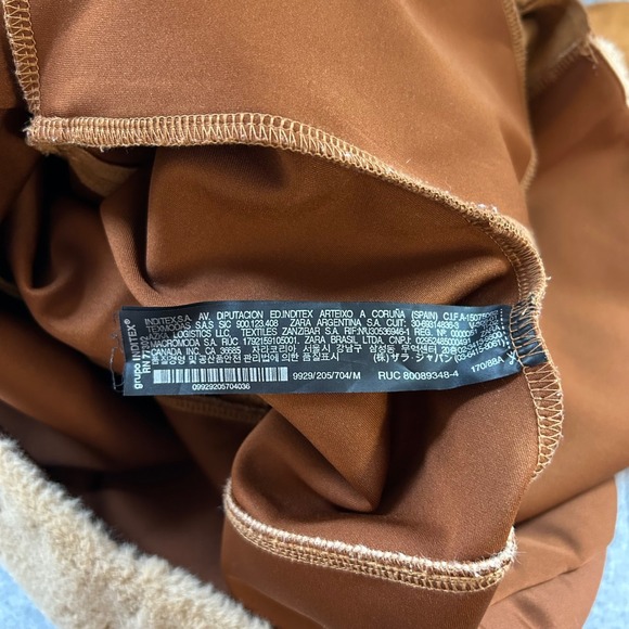 ZARA Faux Fur Faux Suede Jacket Coat Brown Tan Super Soft Womens Size‎ Medium - Picture 13 of 16
